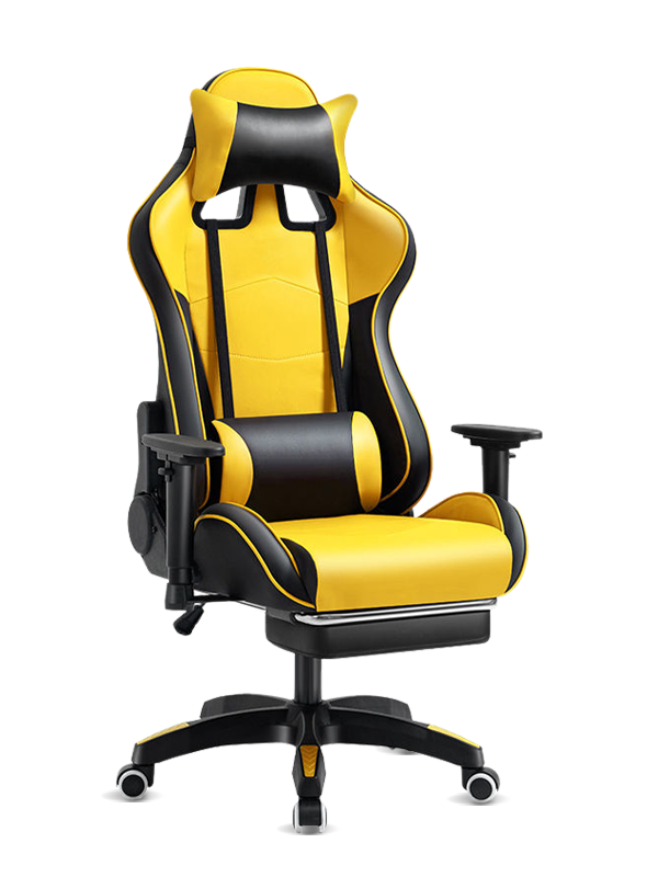 Jeftina visoka uredska gaming stolica od žute i crne PU kože  Jeftina visoka uredska gaming stolica od žute i crne PU kože